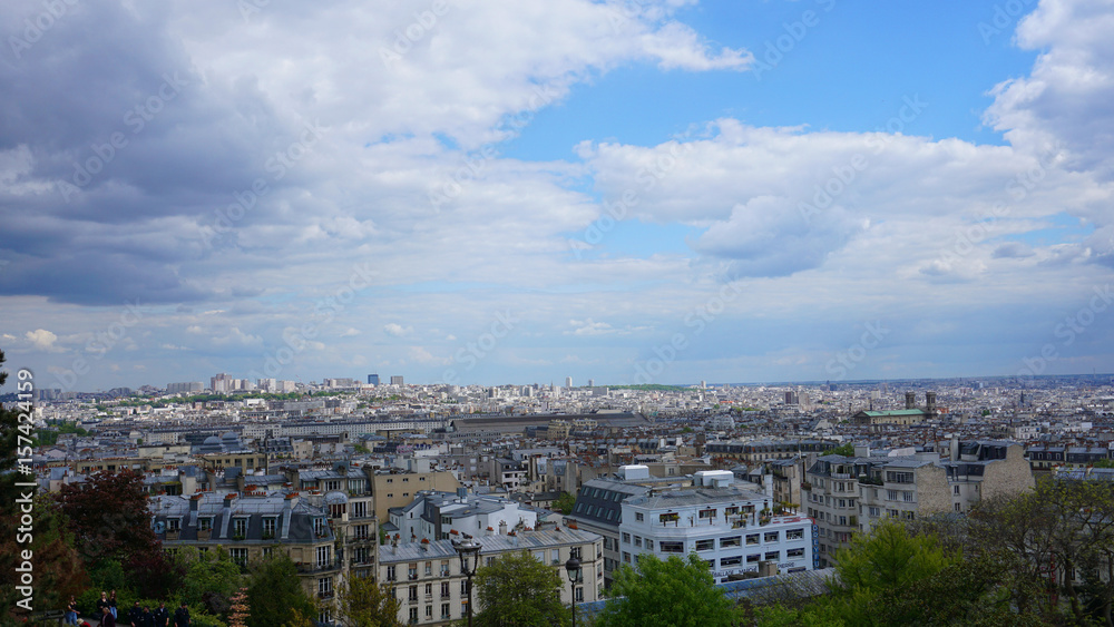 View from Sacre Coeur to Paris, Montmartre, Paris, France View from Sacre Coeur to Paris, Montmartre, Paris, France