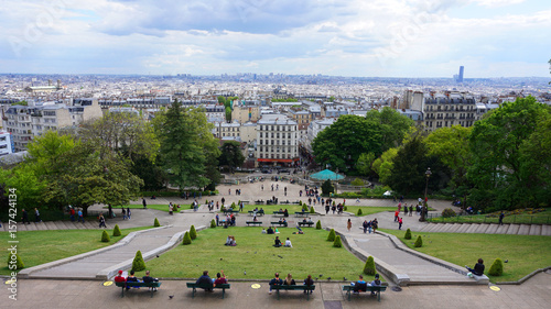 Obraz na plátně View from Sacre Coeur to Paris, Montmartre, Paris, France