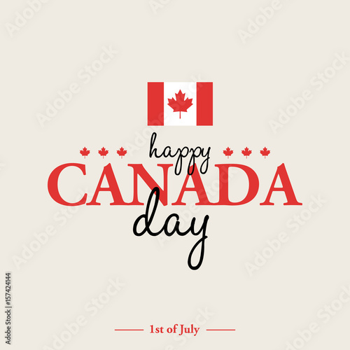 Happy 1th of July Canada Day card or background with Maple leaf.