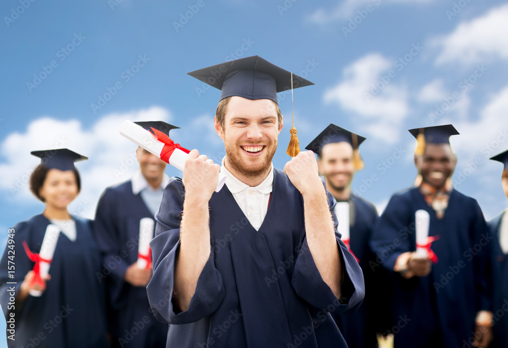 happy student with diploma celebrating graduation happy student with diploma celebrating graduation