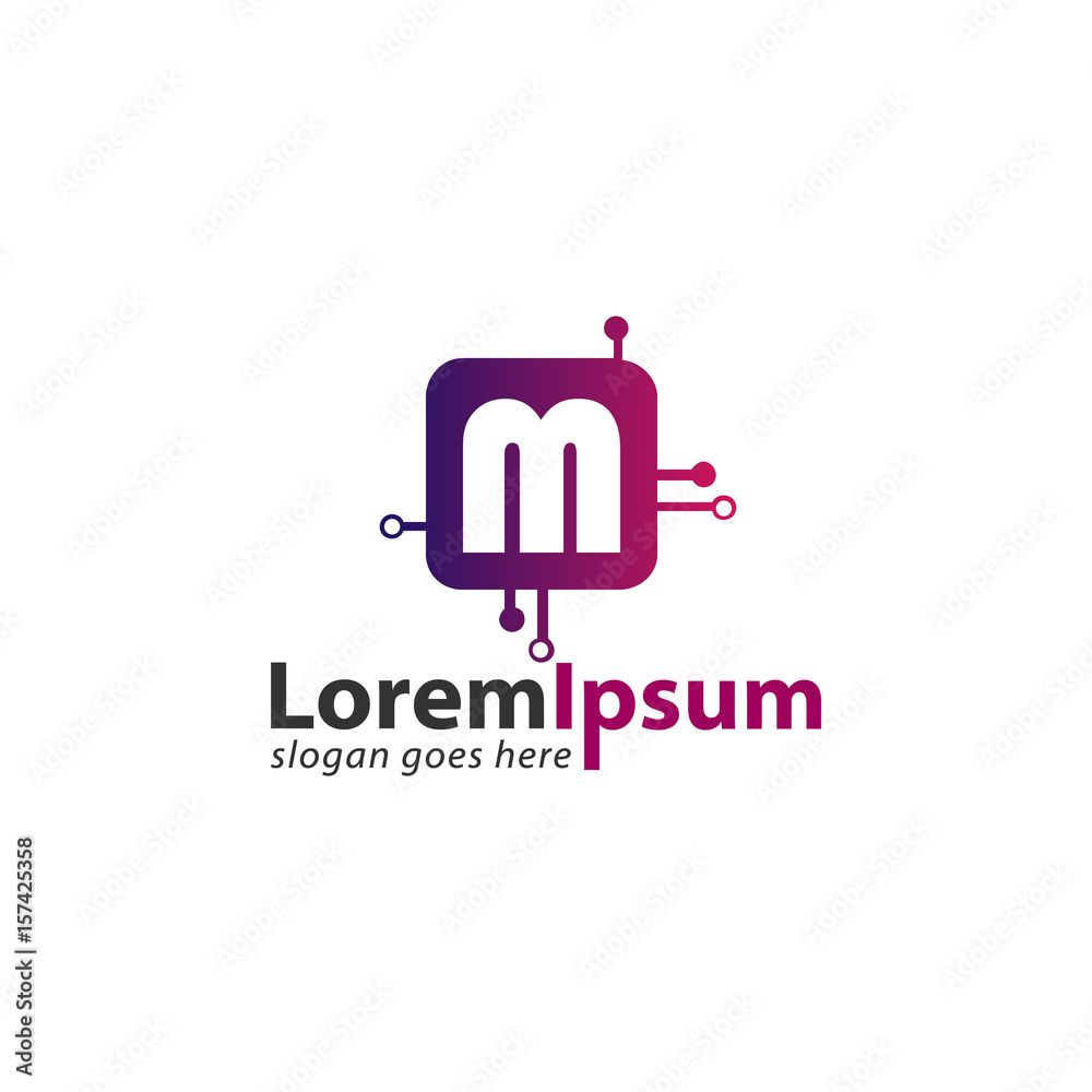 Letter M tech design logo in purple Letter M tech design logo in purple