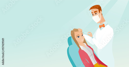 Woman receiving beauty facial injections in salon.