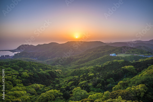View of sunset from Mount Inasa  Nagasaki  Japan 