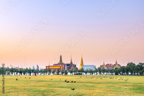 Royal Grand Palace, Emerald Buddha Temple and Sanam Luang (The Royal Field) in the morning