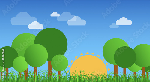 bosco, erba, prato, vettoriale, sfondo