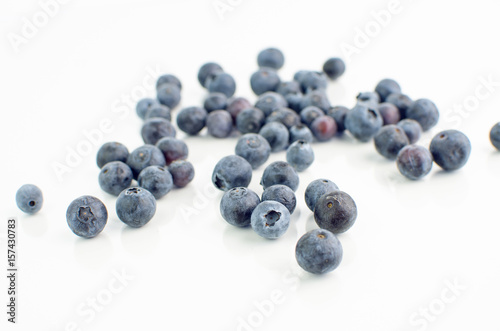 Blueberries On White Background With Reflection