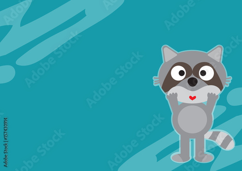 Animal vector raccoon cartoon on blue background