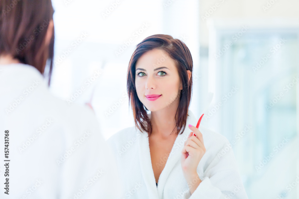 young woman with toothbrush young woman with toothbrush