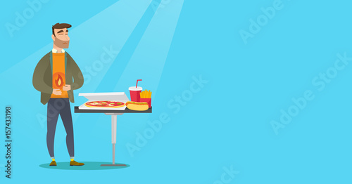 Man suffering from heartburn vector illustration
