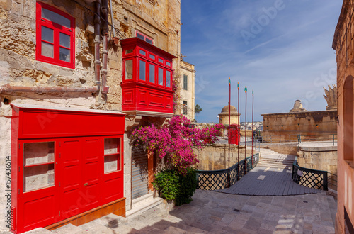 Malta. Traditional balconies on the houses.