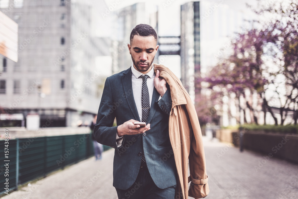 Fototapeta Black Businessman In La Defense, Paris