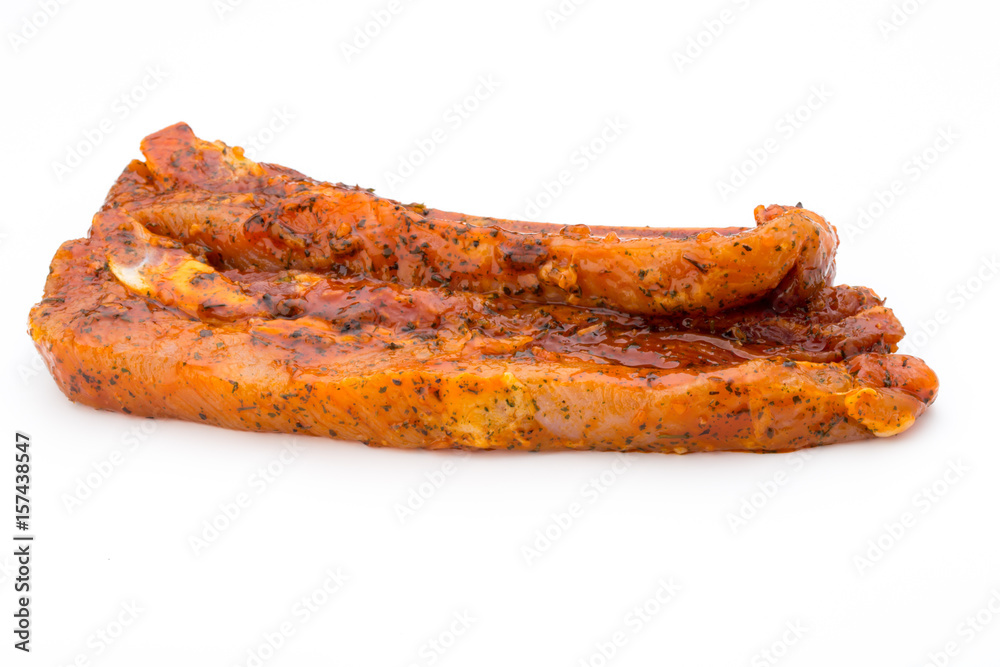 Spicy marinated spare ribs barbecued on the white background. Spicy marinated spare ribs barbecued on the white background.