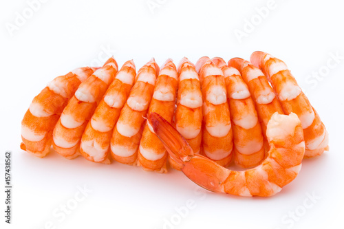 Steamed tiger shrimp isolated on white background.