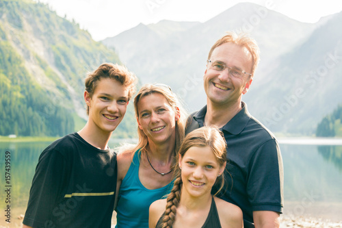 Family Of Four Outdoors