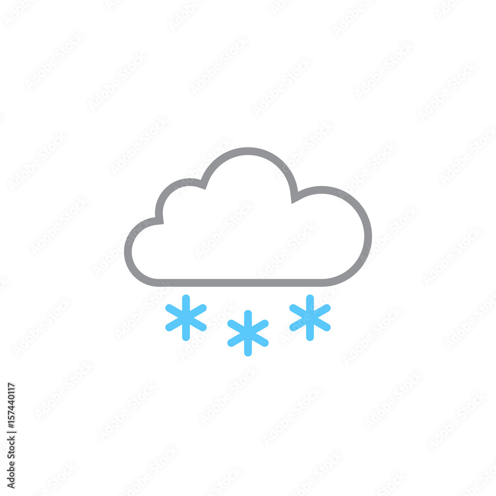 Cloud snow line icon, outline vector logo illustration, linear pictogram isolated on white Cloud snow line icon, outline vector logo illustration, linear pictogram isolated on white