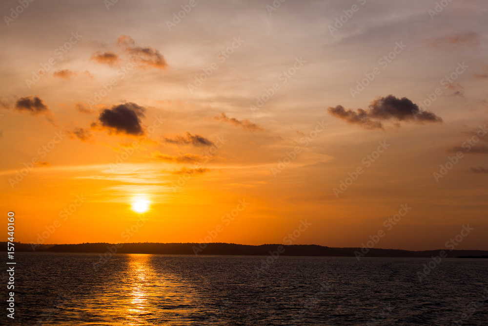 Sunset on Amazon river