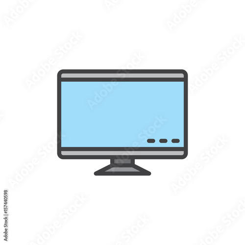 Desktop screen, monitor filled outline icon, line vector sign, linear colorful pictogram. Symbol, logo illustration. Pixel perfect