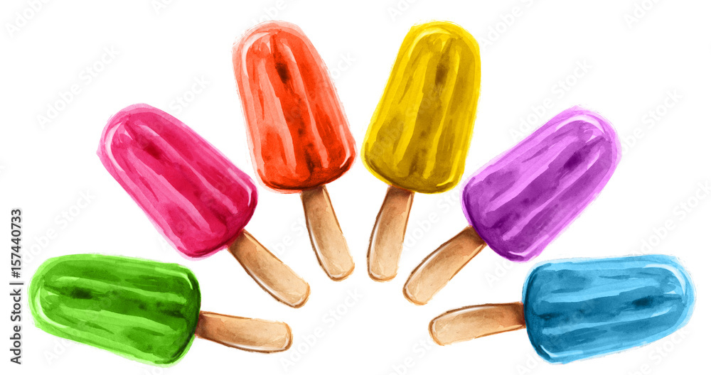 Polos de sabores. Sorbetes de heladeria ilustración de Stock | Adobe Stock