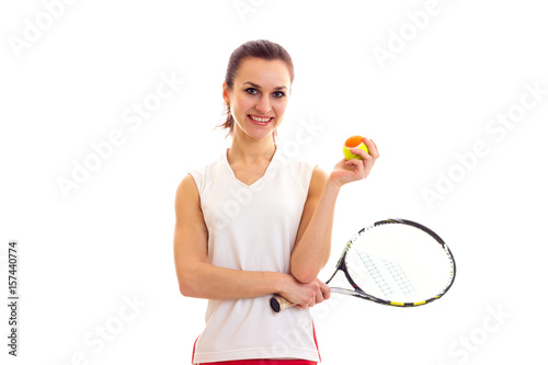 Woman with tennis racquet and ball © Dmitry Bairachnyi