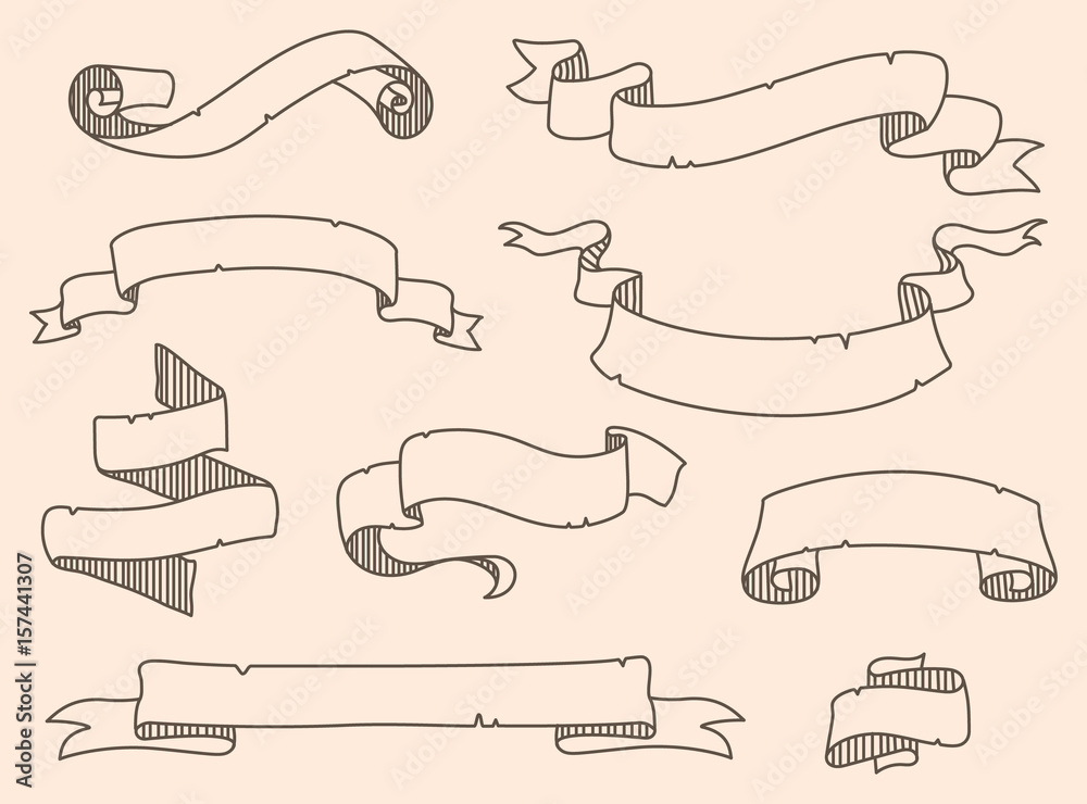 Vector illustration of decoration drowning ribbon set