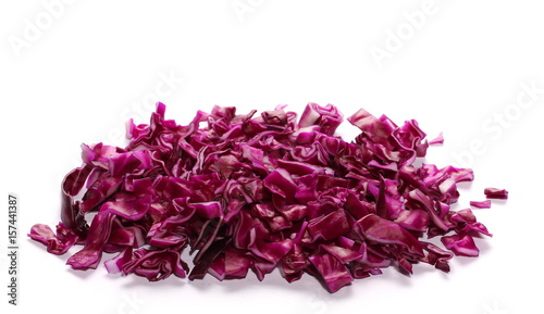 Sliced red cabbage isolated on white background