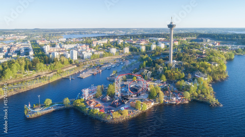 Top view of the Tampere city on the lakehore