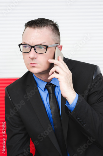 businessman or manager talking on the phone Closeup