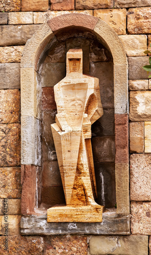 Saint Ramon Llull Statue by Joseph Maria Subirachs Monastery Montserrat Catalonia Spain photo