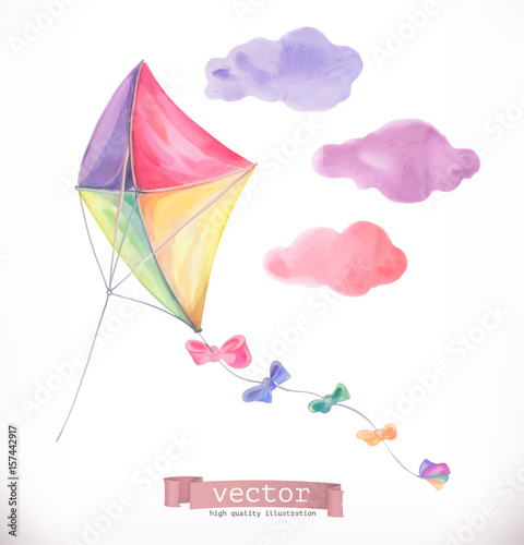 Kite. Watercolor vector illustration