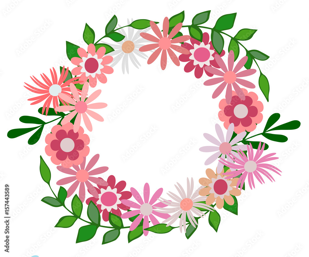 Wreath vector illustration made of flowers and herbs