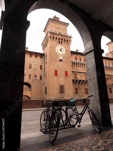 Ferrara, Italy. Castle and bikes