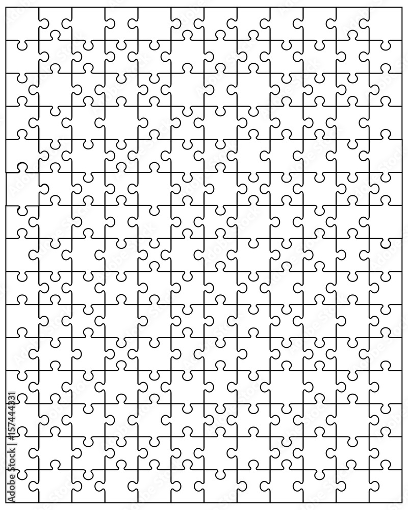 Vector illustration of white puzzle, separate parts - obrazy, fototapety, plakaty 
