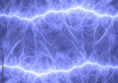 Blue fractal lightning, abstract plasma background