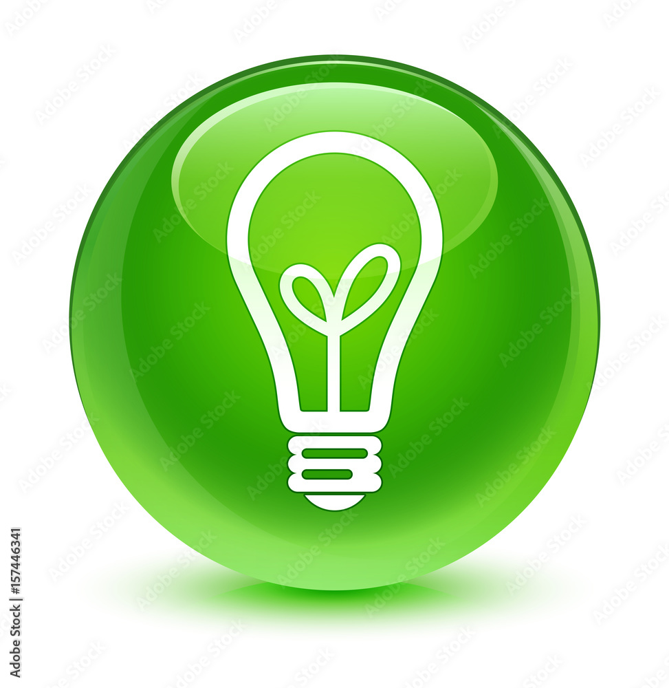 Bulb icon glassy green round button Bulb icon glassy green round button