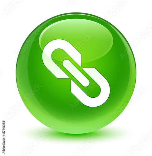 Link icon glassy green round button