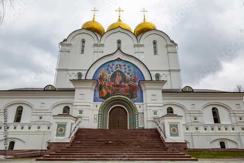 YAROSLAVL, RUSSIA - APRIL 27, 2017: Cathedral of the Assumption. Built in 1215. Unique architectural decoration and heritage of the city 