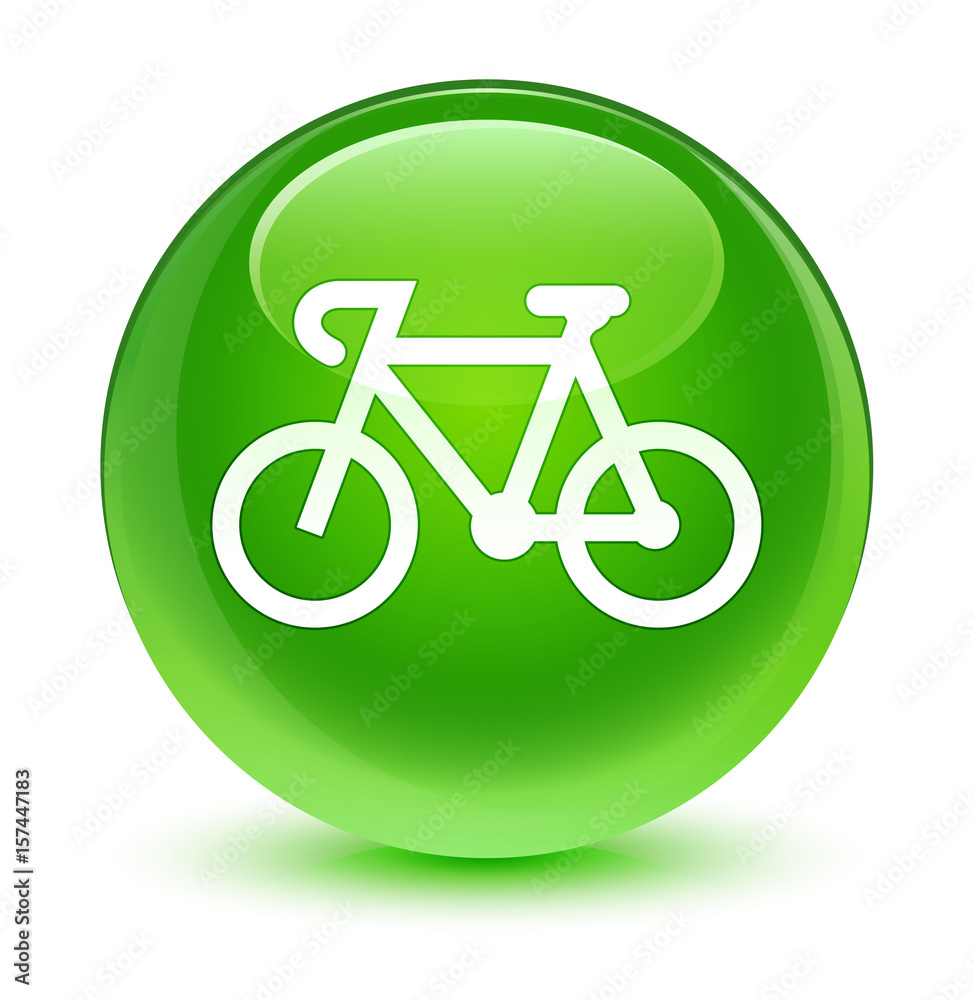 Bicycle icon glassy green round button Bicycle icon glassy green round button