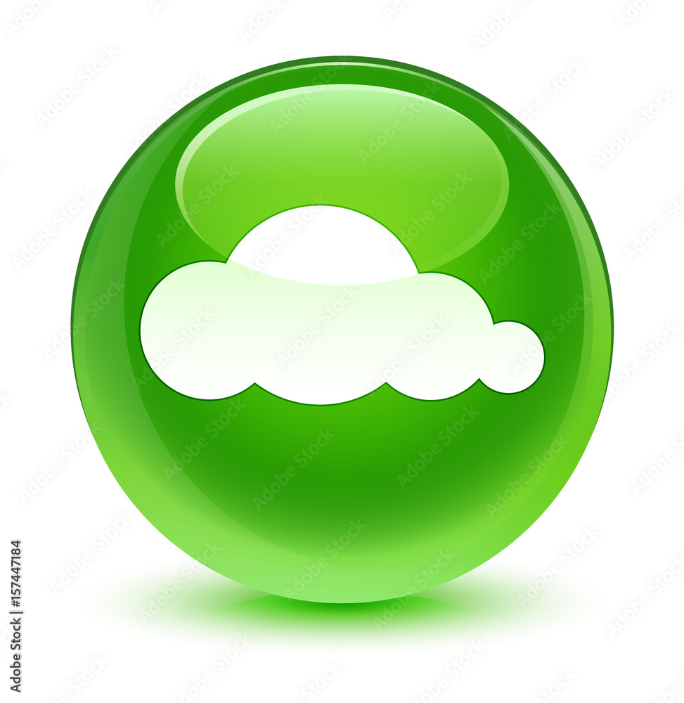 Cloud icon glassy green round button Cloud icon glassy green round button