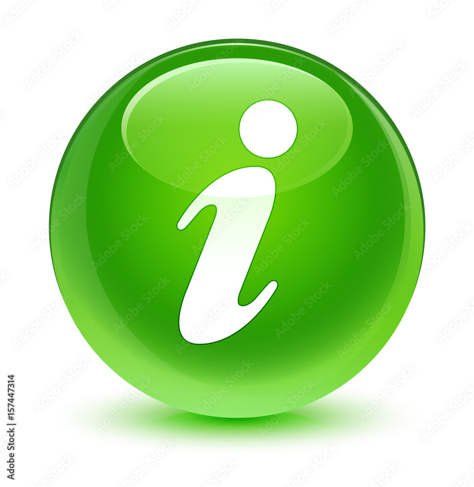 Info icon glassy green round button