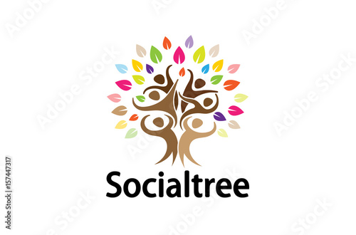 Creative People Tree Logo Design Illustration