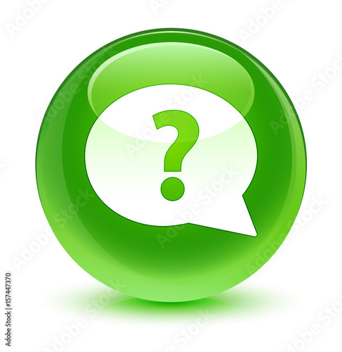 Question mark bubble icon glassy green round button