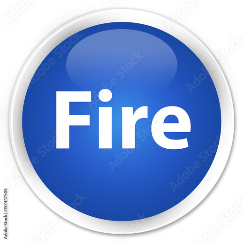 Fire premium blue round button photo