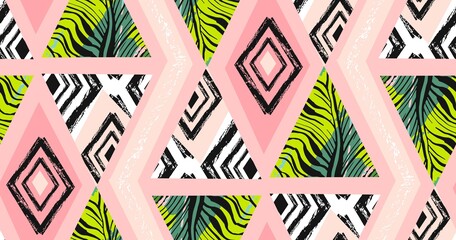 Fotobehang Lichtroze patronen Tropisch zebrapatroon in pastelkleuren  © anastasy_helter