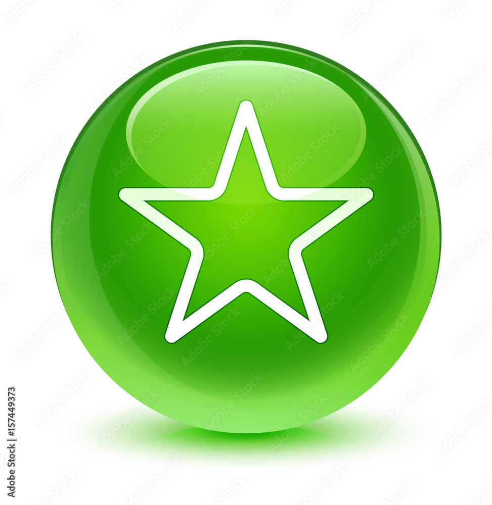 Star icon glassy green round button