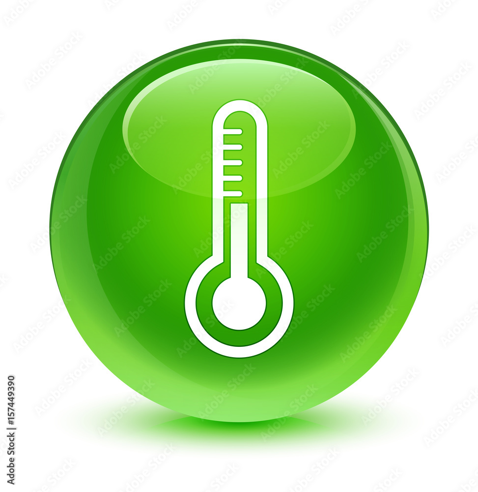 Thermometer icon glassy green round button Thermometer icon glassy green round button