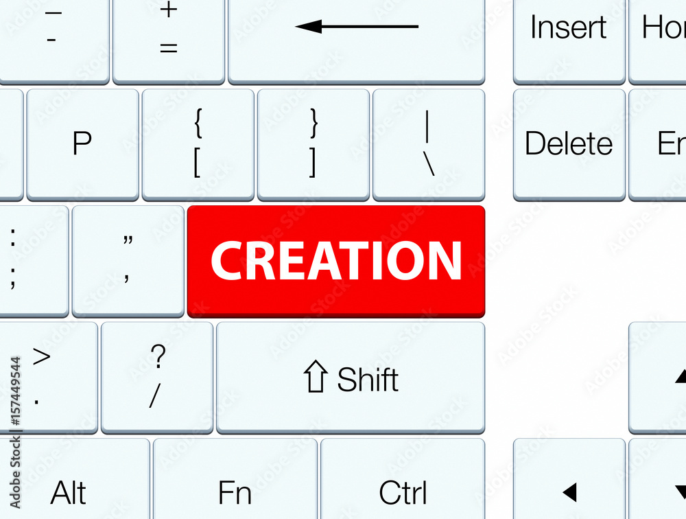 Creation red keyboard button Creation red keyboard button