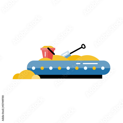 Kids playground vector sandpit in flat design. Children play are
