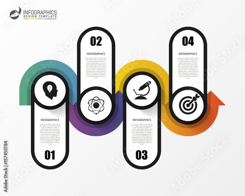 Timeline infographics template. Colorful modern design. Vector