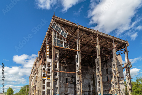 The hull of the destroyed industrial enterprise, the remains of walls