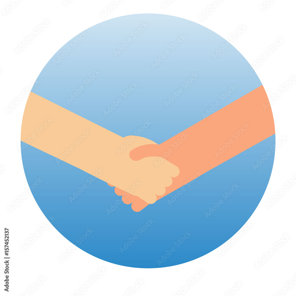 Shaking hands vector illustration, symbol of success deal, happy partnership, greeting shake, casual handshaking agreement flat sign design isolated on gradient blue circle Shaking hands vector illustration, symbol of success deal, happy partnership, greeting shake, casual handshaking agreement flat sign design isolated on gradient blue circle